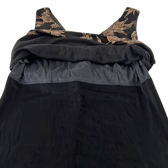 Coldwater Creek S Black Long Maxi Gown Dress Gold Glitter Embellished Party - Picture 6 of 10